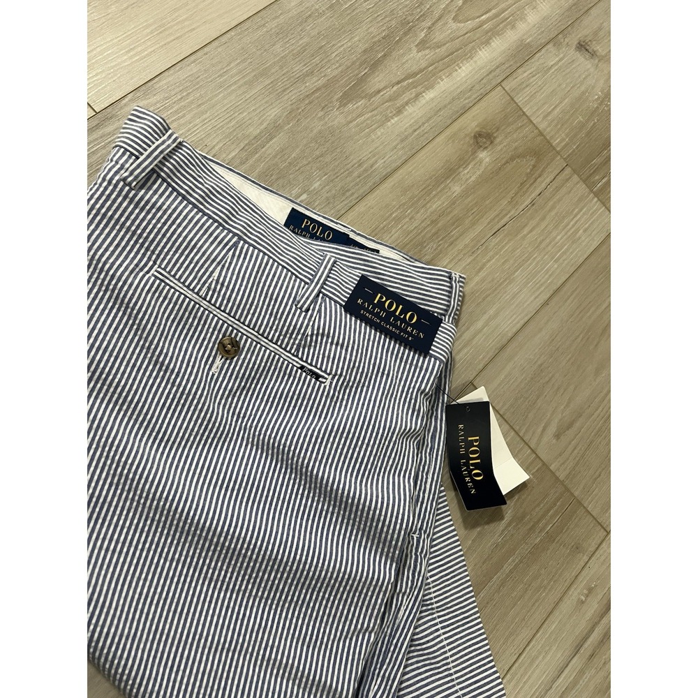 Polo Ralph Lauren Shorts Mens 46B 9" Seersucker Stripe Stretch Classic Fit